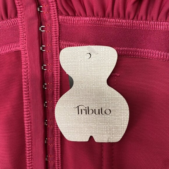 Tributo Women's Velvet Corset Top Red Size S 4017 Thin Strap Vest with Bra - Picture 3 of 15